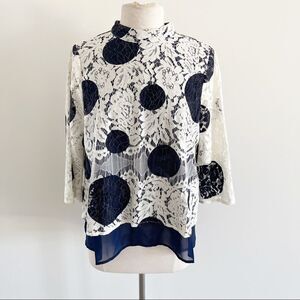 HD Paris Anthropologie Lace Dotted Silk Top 8